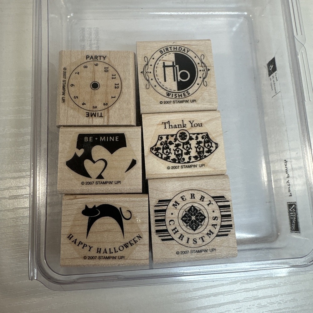 Stampin Up! Party Punch Rubber Stamp Set Of 6 2007, Retired